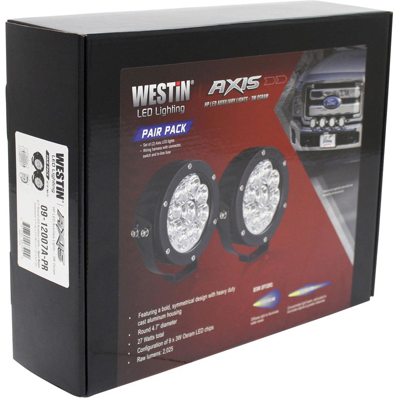 Westin 09-12007A-PR Axis LED Auxiliary Light 4.75 inch Round Spot w/3W Osram (Set of 2) - Image 3